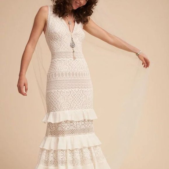 BHLDN Tadashi Shoji Cabriole Wedding Gown Size 12 NEW - Picture 1 of 4